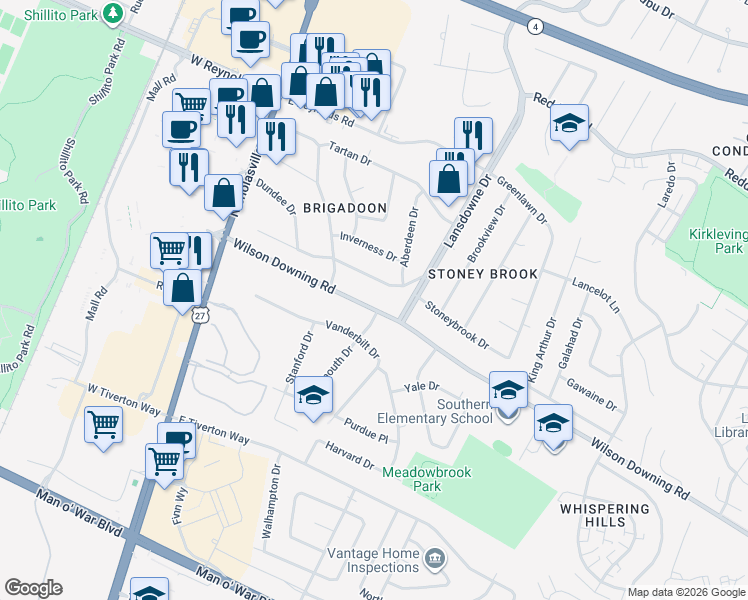 map of restaurants, bars, coffee shops, grocery stores, and more near 218 Loch Lomond Drive in Lexington