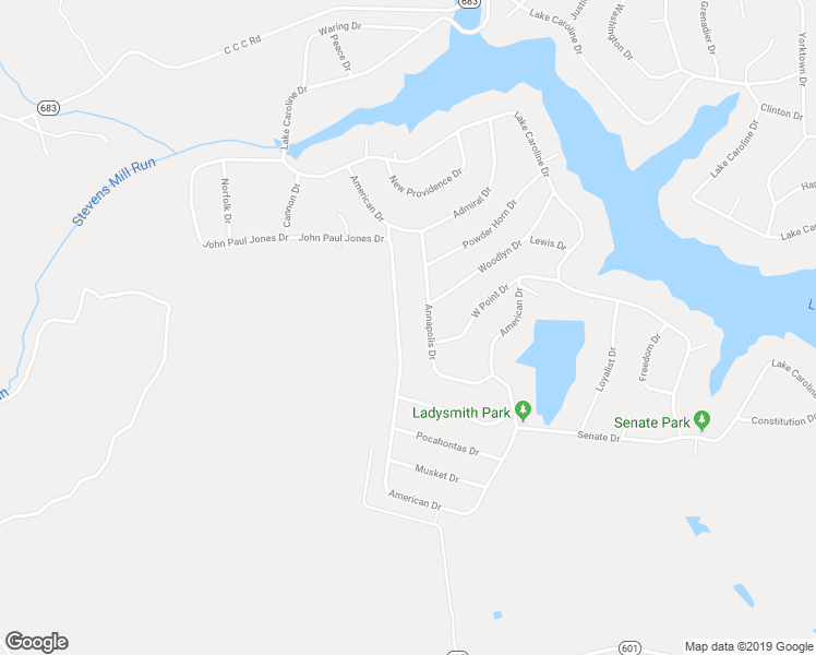 map of restaurants, bars, coffee shops, grocery stores, and more near 244 American Drive in Ruther Glen