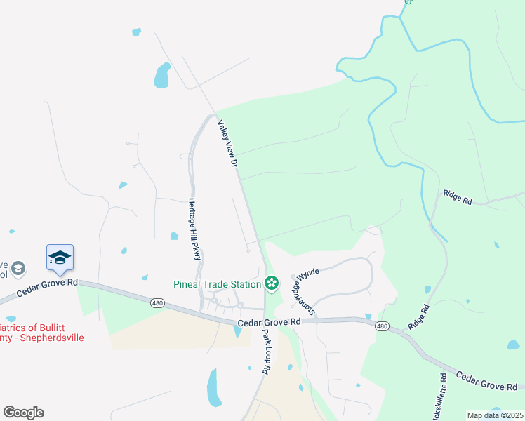 map of restaurants, bars, coffee shops, grocery stores, and more near 462 Valley View Drive in Shepherdsville