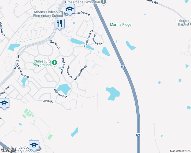 map of restaurants, bars, coffee shops, grocery stores, and more near 4640 Honeycomb Trail in Lexington