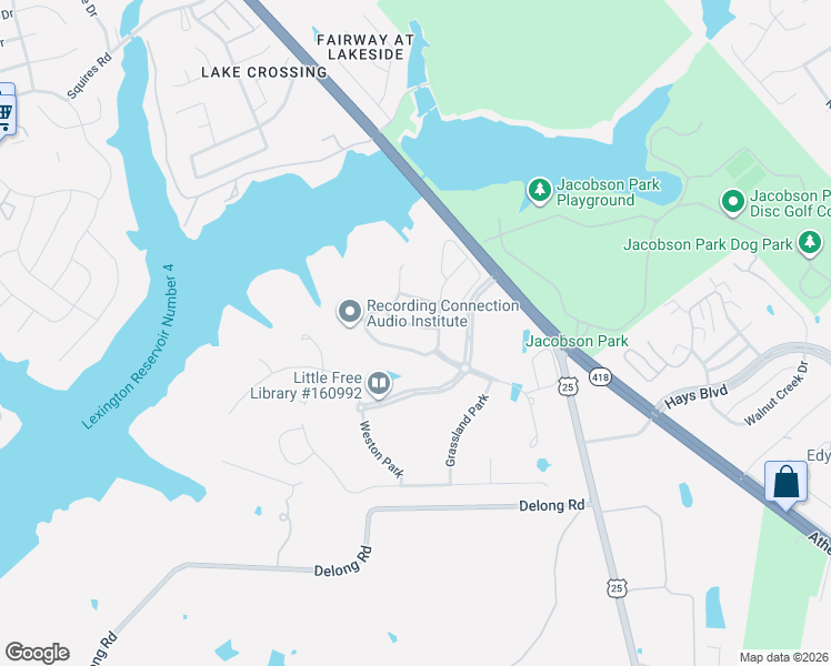 map of restaurants, bars, coffee shops, grocery stores, and more near 3888 Leighton Ln in Lexington