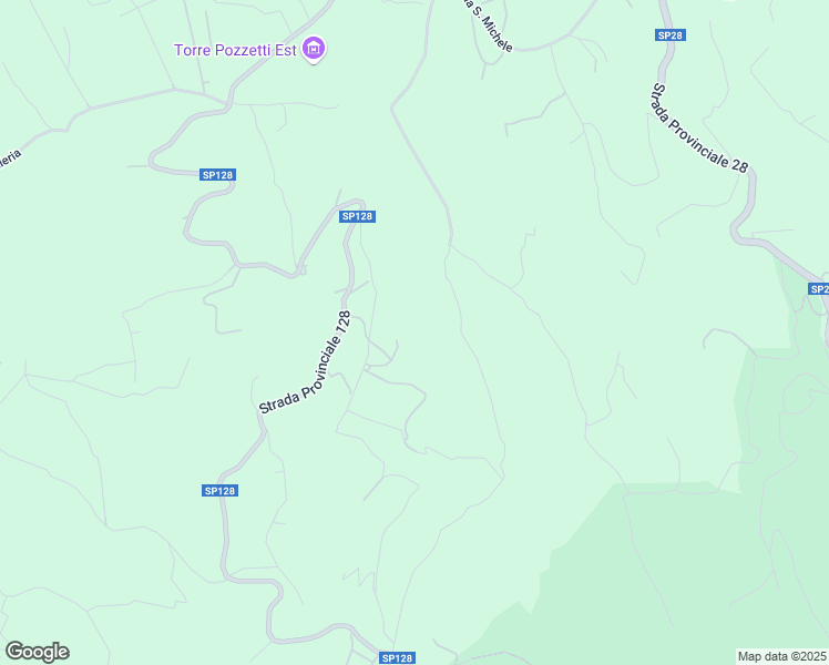 map of restaurants, bars, coffee shops, grocery stores, and more near Strada Provinciale 128 in Provincia di Palermo
