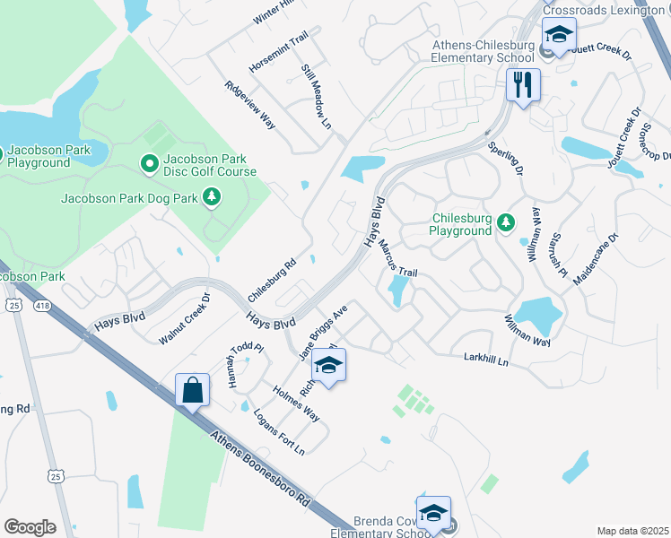 map of restaurants, bars, coffee shops, grocery stores, and more near 413 Hays Blvd in Lexington