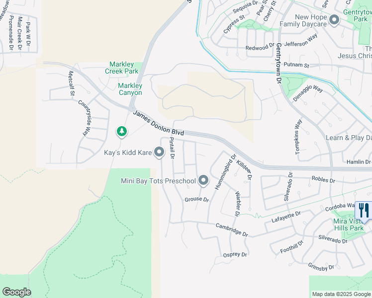 map of restaurants, bars, coffee shops, grocery stores, and more near 3533 Waxwing Way in Antioch