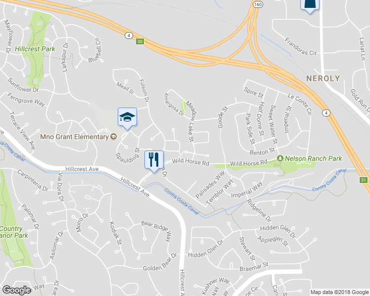 map of restaurants, bars, coffee shops, grocery stores, and more near 4151 Tulare Court in Antioch