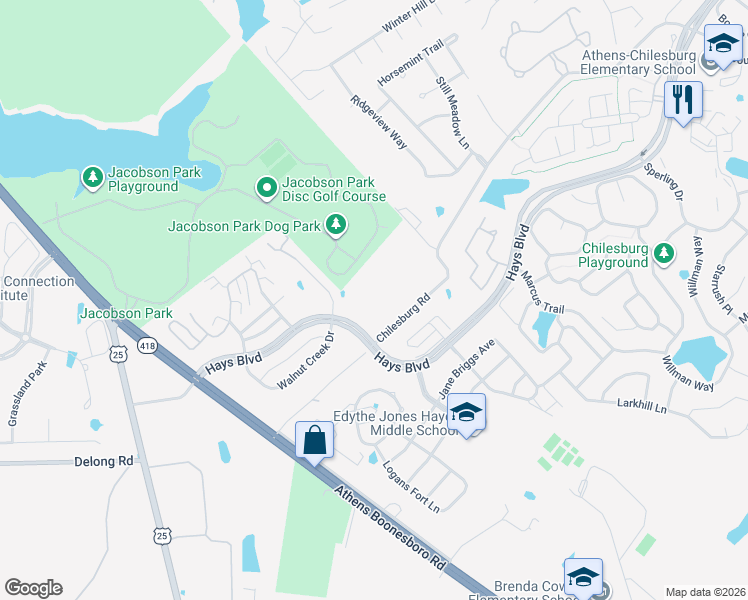 map of restaurants, bars, coffee shops, grocery stores, and more near 295 Chilesburg Road in Lexington