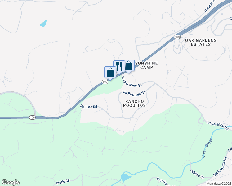 map of restaurants, bars, coffee shops, grocery stores, and more near 19816 Via Redonda Rd in Sonora