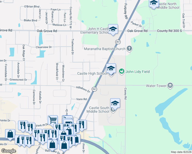 map of restaurants, bars, coffee shops, grocery stores, and more near 7555 Chapel Hill Court in Newburgh