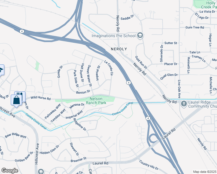 map of restaurants, bars, coffee shops, grocery stores, and more near 4626 Le Conte Circle in Antioch