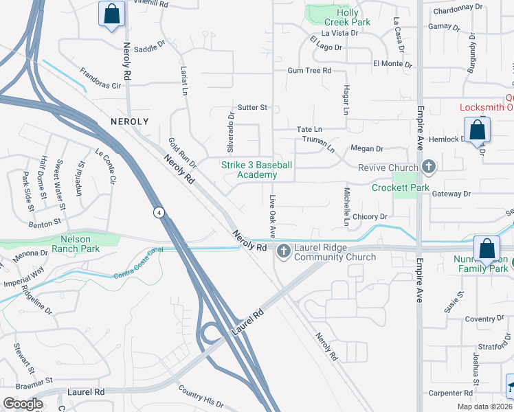 map of restaurants, bars, coffee shops, grocery stores, and more near 21 Gold Run Court in Oakley