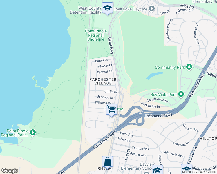 map of restaurants, bars, coffee shops, grocery stores, and more near 800 Bradford Drive in Richmond