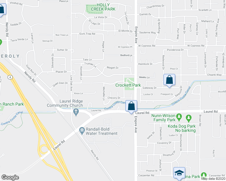 map of restaurants, bars, coffee shops, grocery stores, and more near 4168 Cherry Court in Oakley