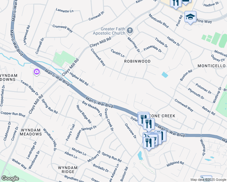map of restaurants, bars, coffee shops, grocery stores, and more near 3518 Birkenhead Court in Lexington