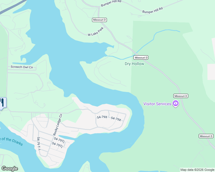 map of restaurants, bars, coffee shops, grocery stores, and more near 424 Minnowbrook Road in Camdenton