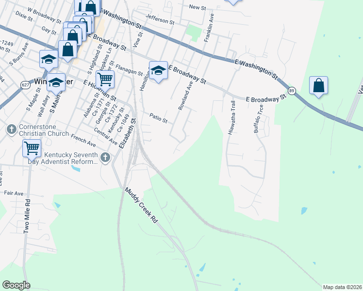 map of restaurants, bars, coffee shops, grocery stores, and more near 217 Baldwin Avenue in Winchester