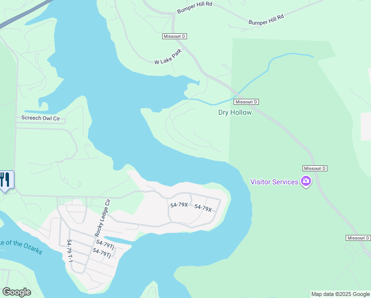 map of restaurants, bars, coffee shops, grocery stores, and more near 487 Minnowbrook Road in Camdenton