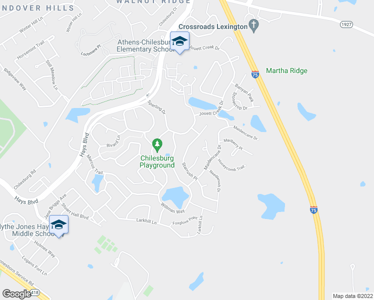 map of restaurants, bars, coffee shops, grocery stores, and more near 4113 Starrush Place in Lexington