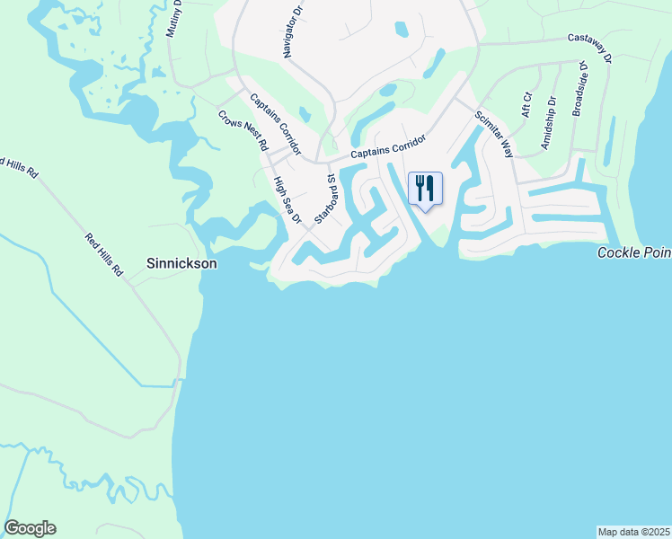 map of restaurants, bars, coffee shops, grocery stores, and more near 3462 Blackbeard Road in Greenbackville