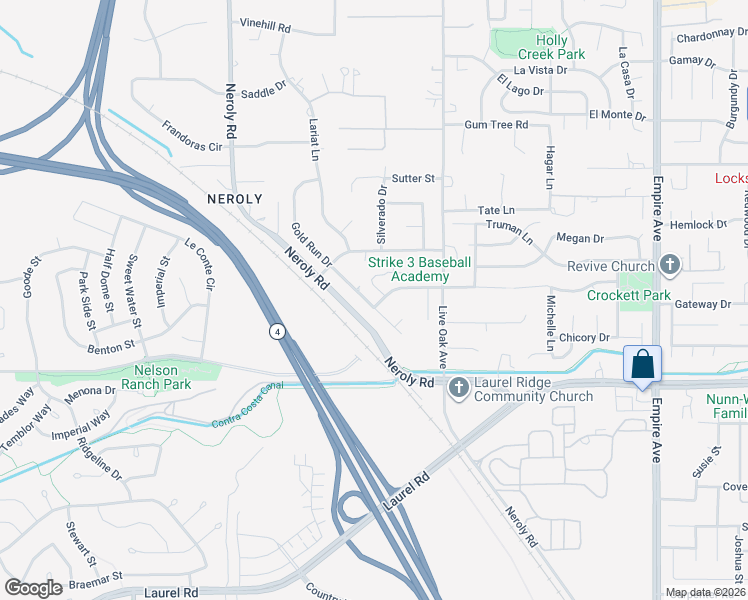 map of restaurants, bars, coffee shops, grocery stores, and more near 4244 Gold Run Drive in Oakley