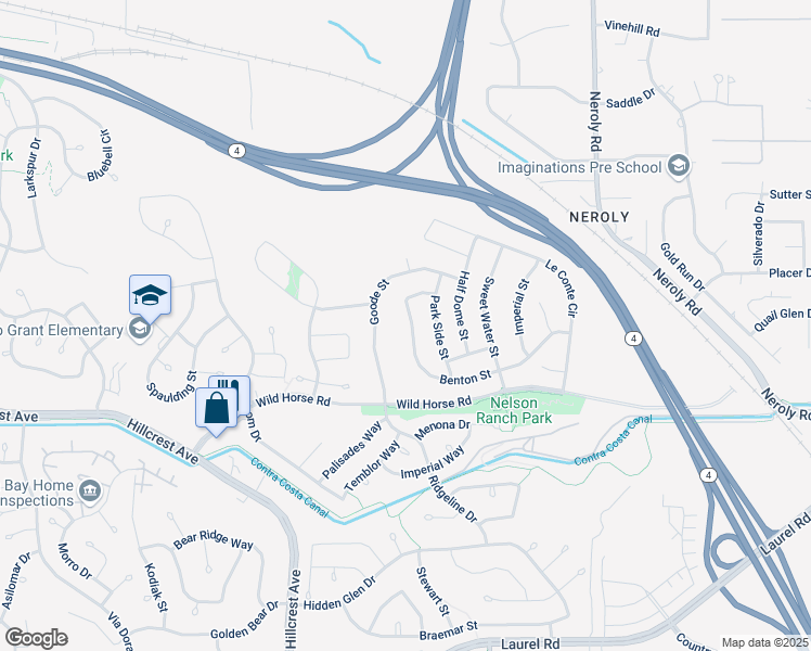 map of restaurants, bars, coffee shops, grocery stores, and more near 4536 Benton Street in Antioch