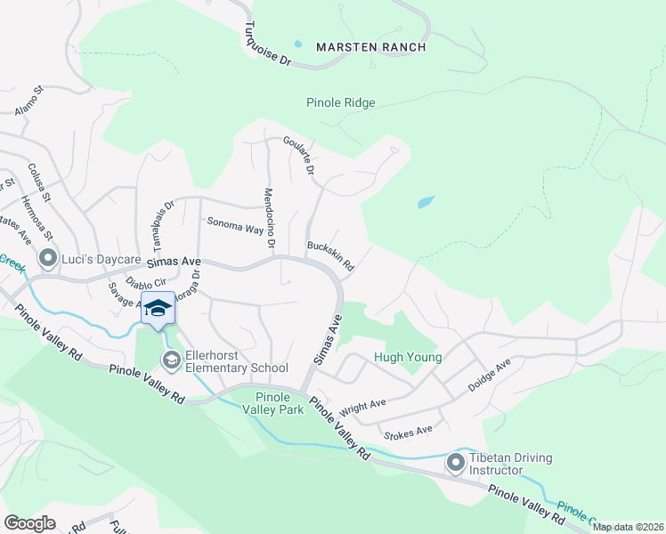 map of restaurants, bars, coffee shops, grocery stores, and more near 2865 Simas Avenue in Pinole