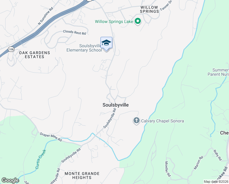map of restaurants, bars, coffee shops, grocery stores, and more near 20026 Soulsbymine Road in Soulsbyville