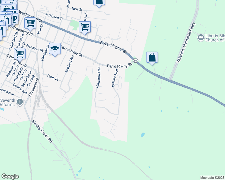 map of restaurants, bars, coffee shops, grocery stores, and more near 127 Buffalo Trace in Winchester