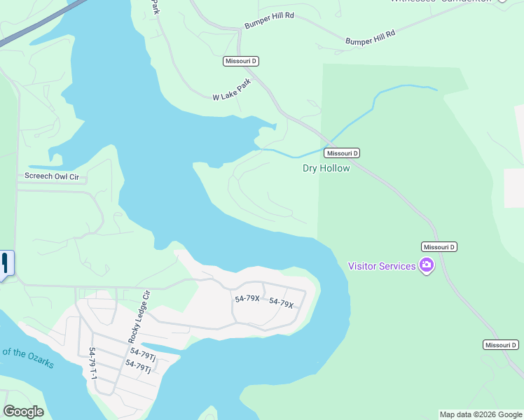 map of restaurants, bars, coffee shops, grocery stores, and more near 61 Arrowhead Drive in Camdenton