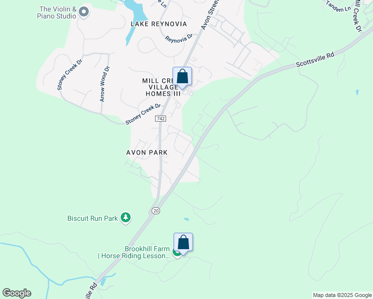 map of restaurants, bars, coffee shops, grocery stores, and more near Berwyn Lane in Albemarle County