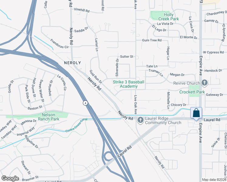 map of restaurants, bars, coffee shops, grocery stores, and more near 4244 Gold Run Drive in Oakley
