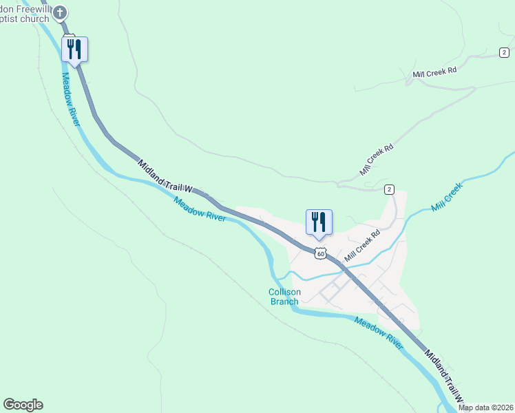 map of restaurants, bars, coffee shops, grocery stores, and more near 3254 Midland Trail West in Charmco