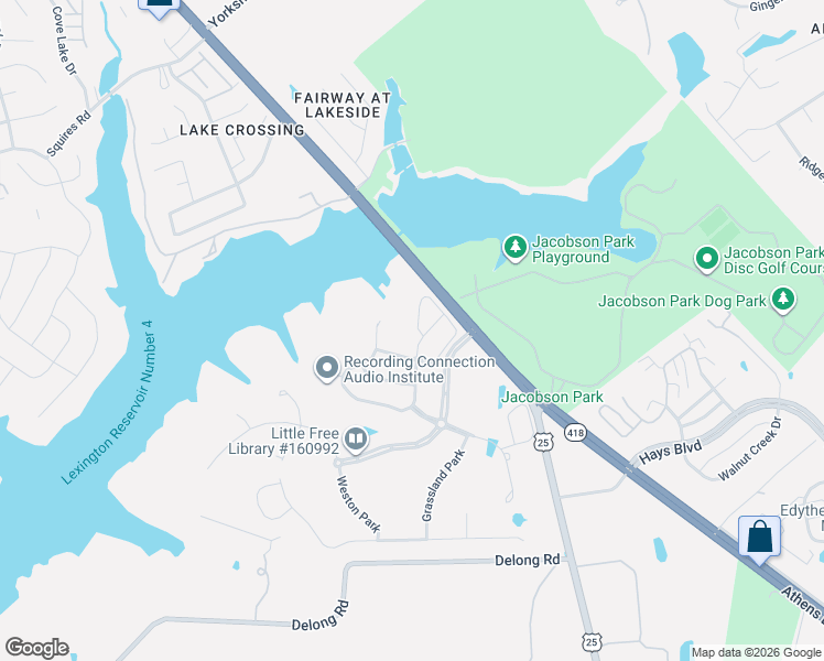 map of restaurants, bars, coffee shops, grocery stores, and more near 3869 Ormesby Place in Lexington