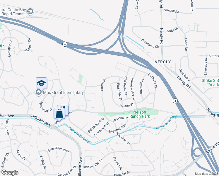 map of restaurants, bars, coffee shops, grocery stores, and more near 4528 Benton Street in Antioch
