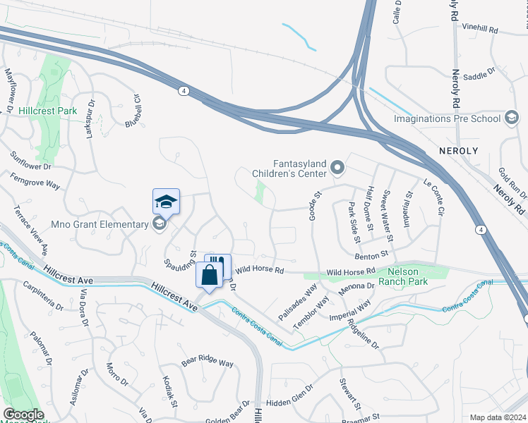 map of restaurants, bars, coffee shops, grocery stores, and more near 4172 Amargosa Drive in Antioch