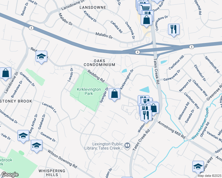 map of restaurants, bars, coffee shops, grocery stores, and more near 400 Redding Road in Lexington
