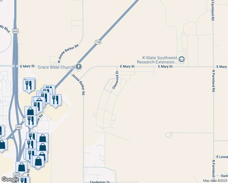 map of restaurants, bars, coffee shops, grocery stores, and more near 4001 Wildwood Drive in Garden City