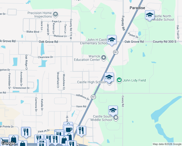 map of restaurants, bars, coffee shops, grocery stores, and more near 7555-7577 Ridgebrook in Newburgh
