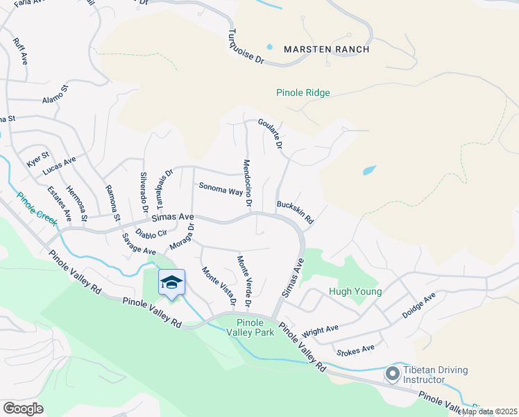 map of restaurants, bars, coffee shops, grocery stores, and more near 2602 Lassen Way in Pinole