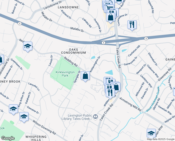 map of restaurants, bars, coffee shops, grocery stores, and more near 400 Redding Road in Lexington