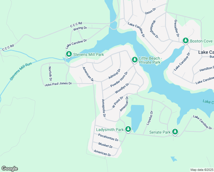 map of restaurants, bars, coffee shops, grocery stores, and more near 330 Powder Horn Drive in Ruther Glen