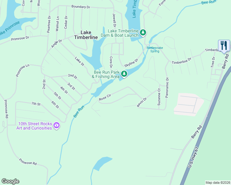 map of restaurants, bars, coffee shops, grocery stores, and more near 2083 Rose Circle in Bonne Terre