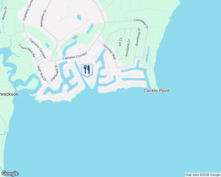 map of restaurants, bars, coffee shops, grocery stores, and more near 37415 Bayside Drive in Greenbackville