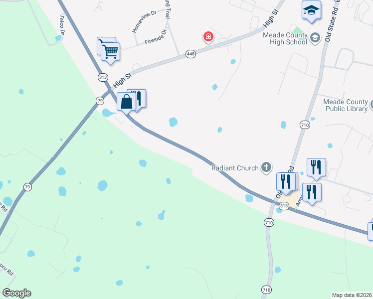 map of restaurants, bars, coffee shops, grocery stores, and more near Brandenburg Road in Brandenburg