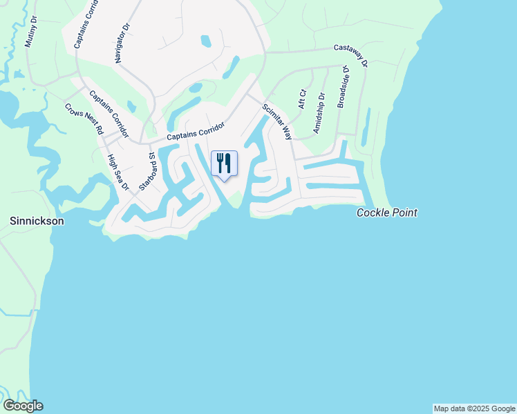 map of restaurants, bars, coffee shops, grocery stores, and more near 37361 Bayside Drive in Greenbackville