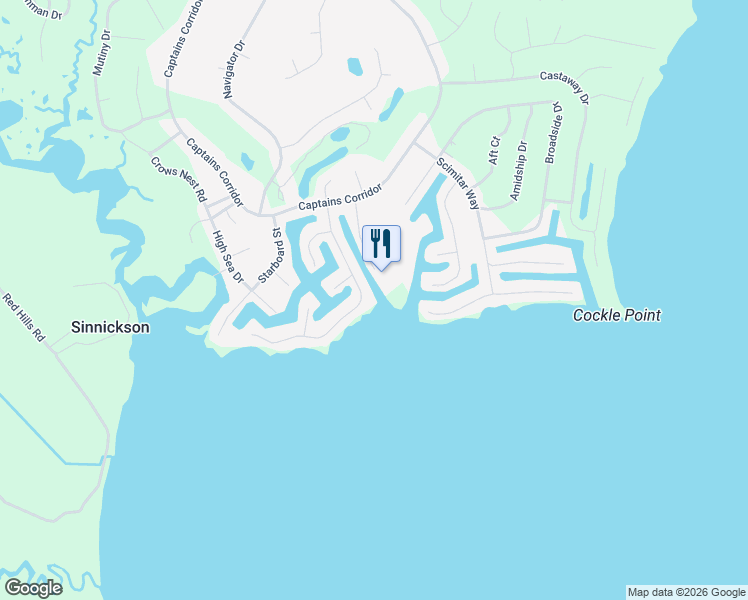 map of restaurants, bars, coffee shops, grocery stores, and more near 3399 Dock Ct in Accomack
