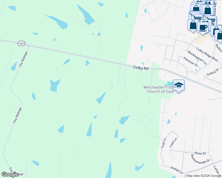 map of restaurants, bars, coffee shops, grocery stores, and more near 3166 Colby Road in Winchester
