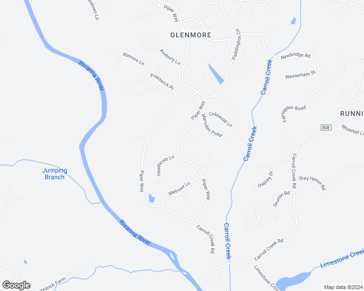 map of restaurants, bars, coffee shops, grocery stores, and more near 2206 Piper Way in Keswick