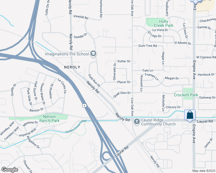 map of restaurants, bars, coffee shops, grocery stores, and more near 204 Chaps Court in Oakley