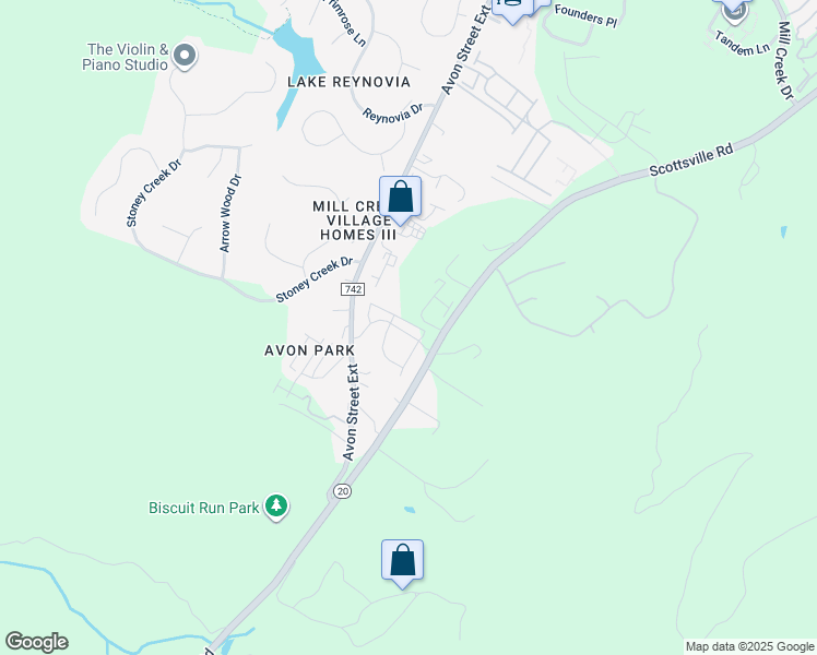 map of restaurants, bars, coffee shops, grocery stores, and more near 4128 Dauphin Drive in Charlottesville