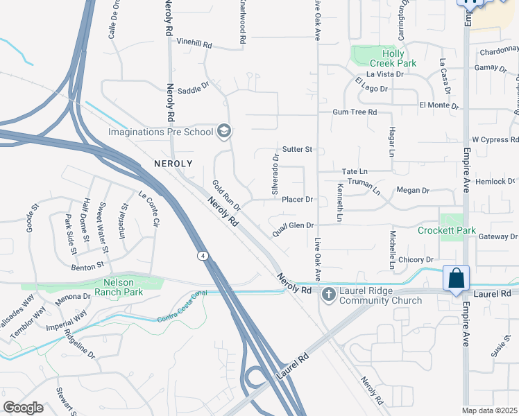 map of restaurants, bars, coffee shops, grocery stores, and more near 204 Chaps Court in Oakley